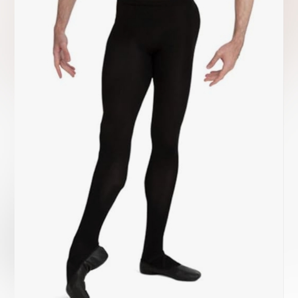 NEW CAPEZIO men's knit footed tights with back seams in black LARGE - Picture 4 of 4